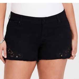 Torrid Black Embroidered Short Shorts
